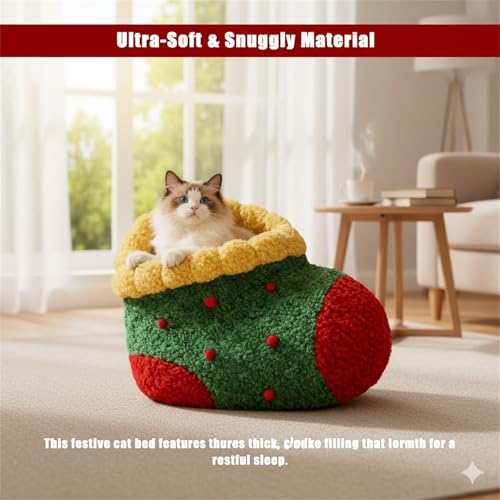 Cama para gatos con diseño de árbol de Navidad cueva triangular extraíble y lavable talla M 6