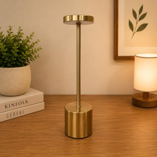 LE'SIJA DECORATIONS Modern Gold Table Lamp, Minimalist LED Bedsid...