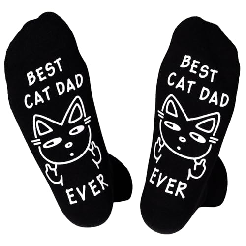 Ao Yee ZGL Lustige Socken für Männer und Frauen, lustige Socken für Katzen, Hunde, Weihnachten, verrückte Geschenke für Tierliebhaber, Best Cat Dad, L