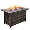 42 Inch Propane Fire Pit Table, 50,000 BTU Outdoor Gas Fire Pits with Removable Lid, 2 in 1 Rectangular Firepit Table for Outside Patio Deck and Garden