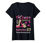 Photo Gallery donna una regina è nata il 25 settembre buon compleanno a me maglietta con collo a v Photo Gallery donna una regina è nata il 25 settembre buon compleanno a me maglietta con collo a v