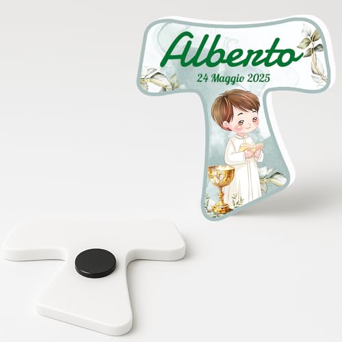 PV Grafik® 20 PZ Calamita Bomboniera Prima Comunione Personalizzata, Calamite Prima Comunione Bimba, Bambina, Bomboniere Confetatta Prima Comunione (C19)