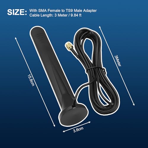 2PCS 5G LTE Antenne Signalverstärker Omnidirektionale Netzwerkantenne SMA TS9 Stecker 5dbi Magnetfuß Antenne mit 3M Kabel,für 3G/4G/5G/GSM/GPRS Router IoT-Gateway Smart Home