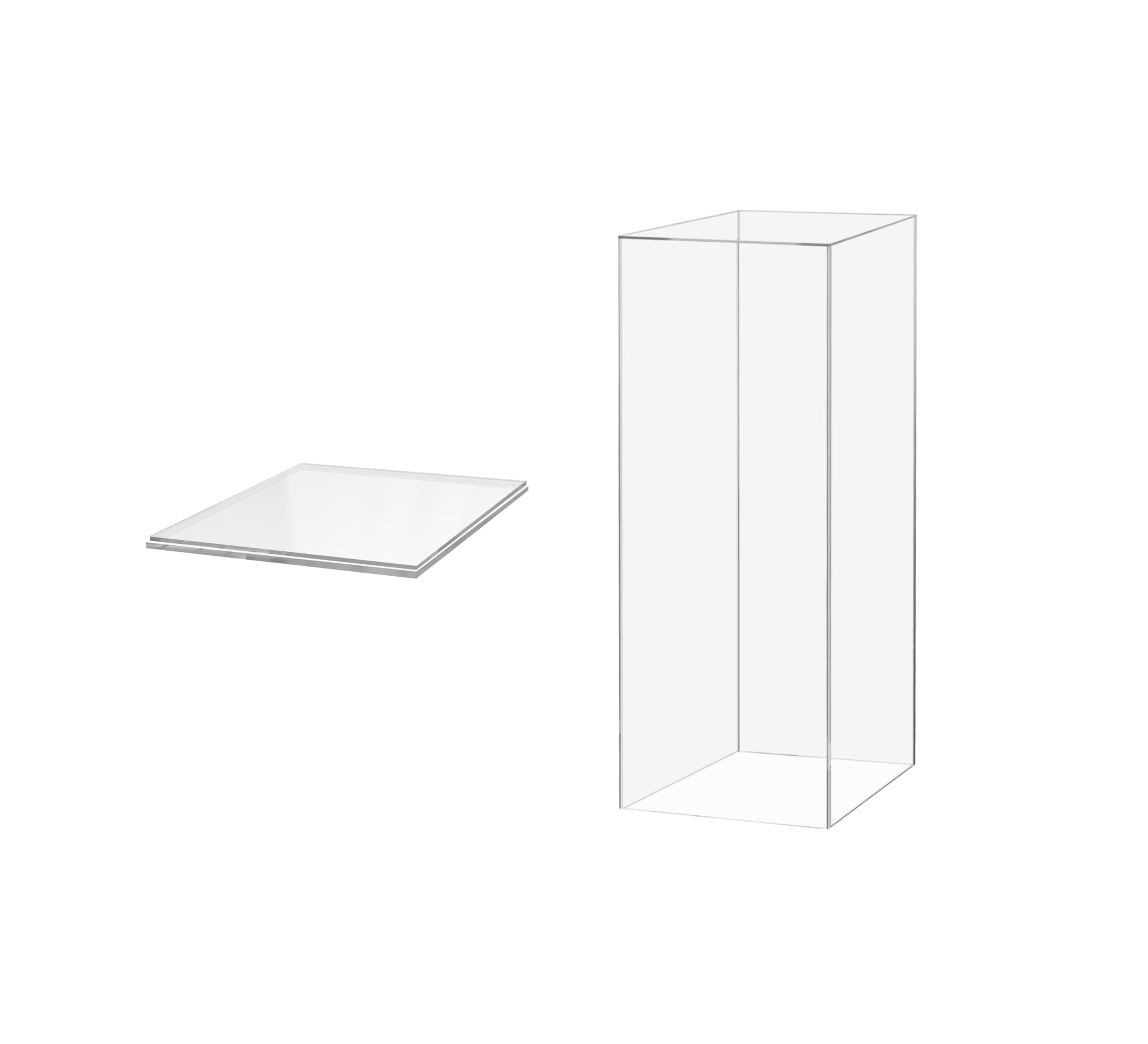 Acrylic Display Riser Box with Clear Base Hollow Clear Podium Platform 12 x 12 x 24 Art Sculpture 5 Sided Pedestal Flower Tower Cube Showcase Stand Wedding Reception by Marketing Holders