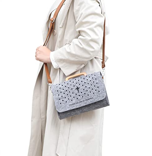 Bible Bag For Women, Church Satchel Handbag Bags,Top Wooden Handle Satchel Handbags,Women Felt Fashion Handbags Shoulder Handbags Purseand Adjustable Strap #TOP3