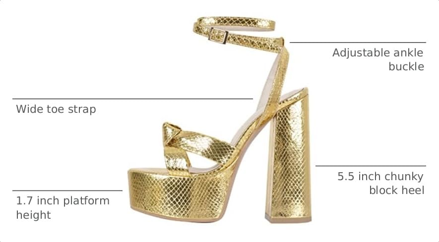 Image of Onlymaker Platform Heels for Women Ankle Strap Chunky High Heel Sandals