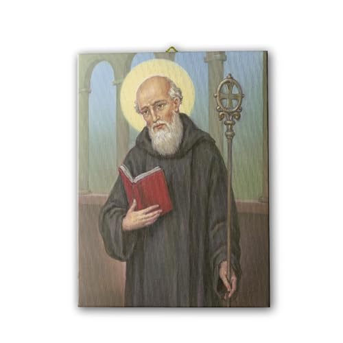 Toile San Benedetto Fratelli Bonella 50x70 cm, tableau d'art sacré fabriqué en Italie