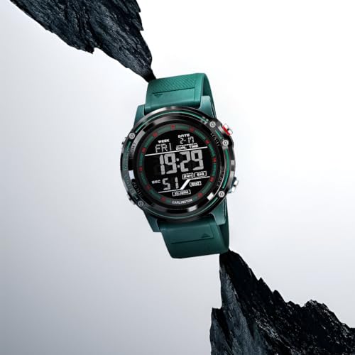 Image of Carlington Velocity Series Analog-Digital Sports Watches for Men and Boys with Alarm, Stopwatch, Backlit Display, Dualtime, Silicone Rubber Strap, Water & Shock Resiatant - CT 8125