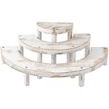 MyGift 3 Tier Wooden Display Riser Stand, Cupcake Stand & Perfume Organizer, Rustic Whitewashed Tiered Display Shelf for Desserts, Nail Polish, Makeup, Plants & Collectibles
