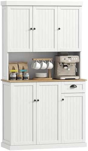 HOMCOM 180cm Kitchen Cupboard with 6 Doors, Modern Kitchen Storag...