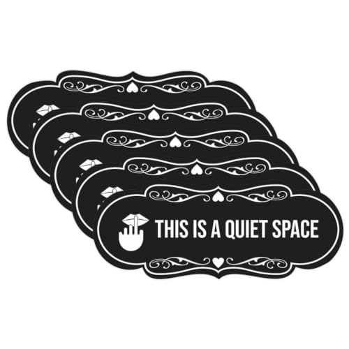 Signs ByLITA Designer This is a Quiet Space Sign (Black) - Large (5 Pack)