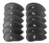 Golf Iron Head Covers, 12pcs Soft PU Leather Cover for Club Callaway Ping Taylormade Cobra 3-9/A/P/S...