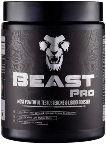 Beast Pro: Powerful Testosterone Booster for Men|Natural Libido Enhancer|Supports Strength,Stamina & Vitality|Ayurvedic Proprietary Medicine|Vegetarian,Powder,1 count,150 grams
