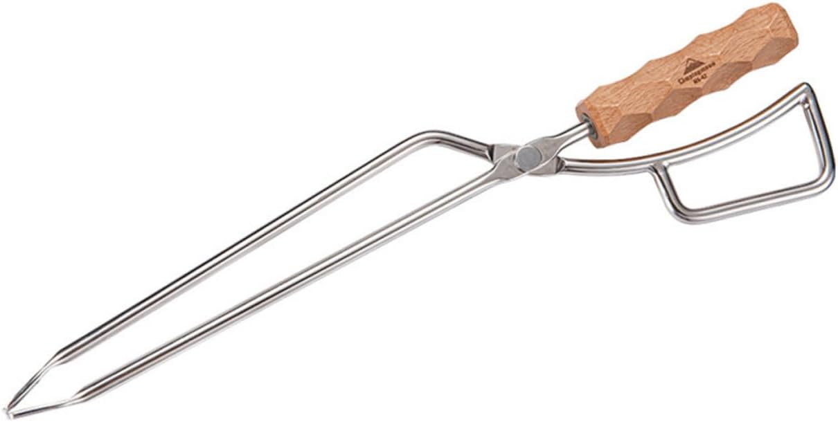 Yardwe Stainless Steel Charcoal Clamp Long Handle Sturdy BBQ Tong for Outdoor Grilling Heavy Duty Firewood Tong for Campfires and Barbecues
