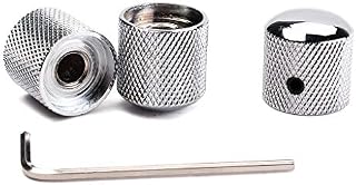 Alnicov Precision Guitar Control Knobs With (6.0MM) Dia. Shaft Pots - Set Of 3 Knurled Potentiometer Dome Knobs - Chrome