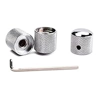 3 pcs of dome knobs with coarse knurl on the sides Durable chromed metal material Used to replace the old knob.Quickly and easily installed and tightened with smooth, positive turning The Inner hollow shaft potentiometers diameter is approx. 6.0mm Co...