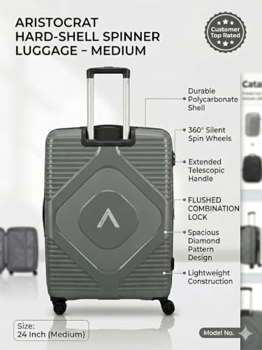 Image of Aristocrat Set of 3 Pc Cabin 55cm(Small) Check-in 66cm(Medium) Check-in 76cm(Large) 8 Wheels,Anti Theft Zipper, Combination Lock | 3-Year Warranty
