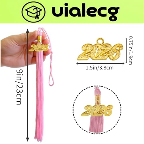 Image of Graduation Tassel 2026 for Grad Cap,Pink Tassel with Gold Charm