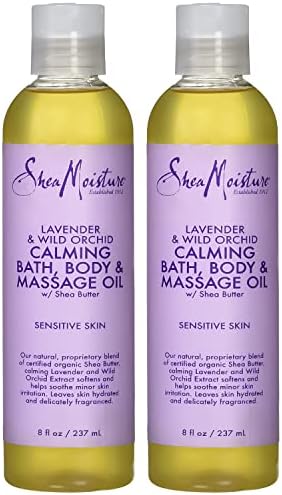 SheaMoisture Skin Care, Bath, Body & Massage Lotion & Oil Moisturizer for Sensitive Skin, Lavender, Wild Orchid, Shea Butter, Pack of 2-8 Oz Ea