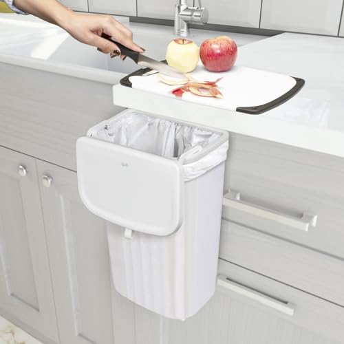 Glad Roomate Under Counter Waste Bin | Space Saving Small Trash Can for Kitchen Cabinet, Bathroom or Office | Dual Lid for Ease of Opening, 12 Liter, White - image 5