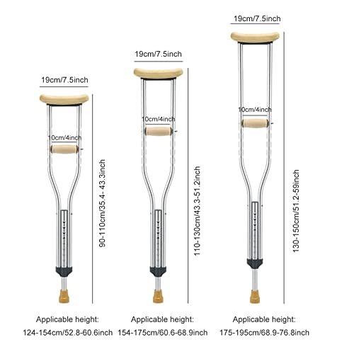 Stampelle ascellari leggere (2 unità), stampelle mediche ergonomiche regolabili in alluminio, per bambini, giovani e adulti, supportano fino a 220 libbre (dimensioni: Large(175-195cm)) Keep it in