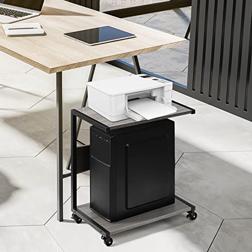 Computer Tower Stand, C-Shape Tall 2-Tier Pc Stand, Computer Tower Floor Stand With Lockable Wheels,Mainly Placed Computer Cases And Printers，Suitable For School, Office, Home(Grey) #TOP7