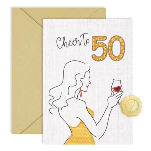 CRTURUNIQ 50th Birthday Card, Birthday Gift Cards for Women Her Wife Sister Mom Daughter Aunt Daughter in Law Best Friend