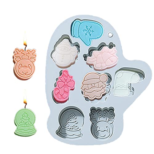 Silicone Natal | bolo padrão luva Natal - Bandejas bolo gelatina chocolate com 8 formas para present