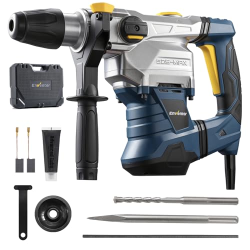 Image of Enventor 40MM SDS-MAX Heavy Duty Rotary Hammer Drill, 1500W 12J Demolition Hammer, 3 Functions, with Vibration Control and Safety Clutch, 360° Rotating Handle, for Concrete/Masonry/Brick/Stone