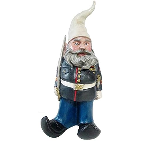 Heyouou Nowaday Gnomes - Ooh Rah Marine Gnome Military Soldier Dress Blues with Sword Home & Garden Gnome Statue 14" H Cover