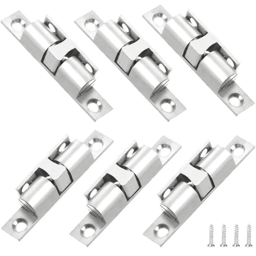 6 Pcs Brass Cabinet Cupboard Door Catch Ball Tension Catch Furniture Latch for Cupboard Latch, Internal Doors, Shoe Closet (Silver)