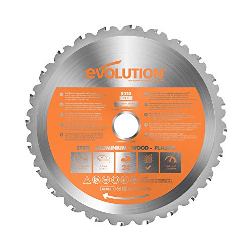 Evolution Power Tools R210TCT-24T (Rage) Multi-Material TCT Blade Cuts Wood, Metal and Plastic, 210 mm