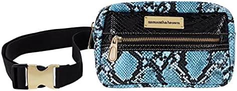 Samantha Brown Embossed Hip Waist Bag - Turquoise / Black,Blue