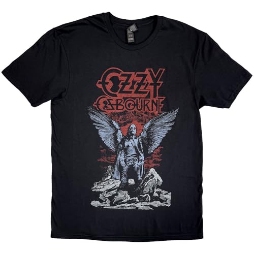 Image of Ozzy Osbourne T Shirt Angel Wings Logo Official Mens Black XL