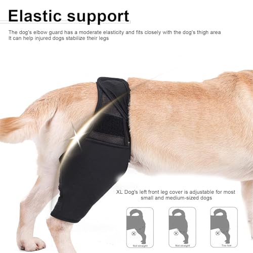 PARFCO Leckschutz Hund Hinterbein, Hunde Kniebandage Hinterbein für Vorder und Hinterbeine, Schwarz Leckschutz Hinterbein Hund für Ellbogenschutz Stütze, XL