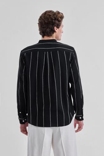 Image of SNITCH Men Casual Shirt for Smart & Everyday Wear | Regular Fit Full Sleeve Point Collar Striped Pattern | Breathable Cotton Blend Fabric for All Day Comfort