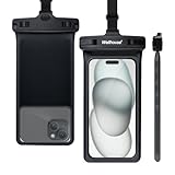 Wellhouse Universelle wasserdichte handyhülle mit Lanyard Handy IP8X Tauchen im Freien Strand unter Wasser bis zu 7,0" wasserdichter Beutel 3D HD TPU staubdichte Touch-Telefonhülle (Black 1pcs)