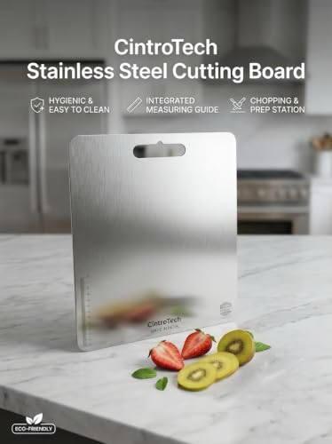 Image of Stainless Steel Vegetable Chopping Board XXL 41 x 31 cm - Heavy Duty Cutting Board for Vegi, Fruits & Meat | Rust-Proof, Durable & Hygienic Kitchen Board
