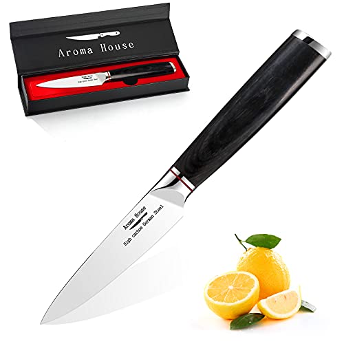 Cuchillo para verduras Cuchillo para frutas Cuchillo de cocina Pequeño 10 cm Cuchillo para pelar Cuchilla forjada muy afilada Cuchillos con mango ergonómico Cuchillo para pelar de acero inoxidable