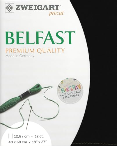 Image of Wizardi Belfast 32 Count Black. Needlework Canvas, Cross-Stitch Fabric, Embroidery Cloth, Needlepoint Canvas. 3609 /720 Precut Zweigart