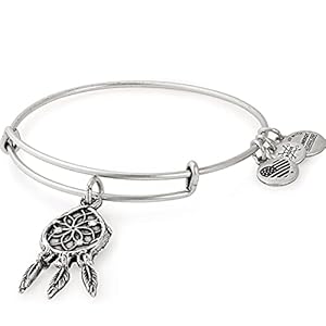 Alex and Ani Path of Symbols Expandable Bangle for Women, Dreamcatcher Charm, Rafaelian Silver Finish, 2 to 3.5 in