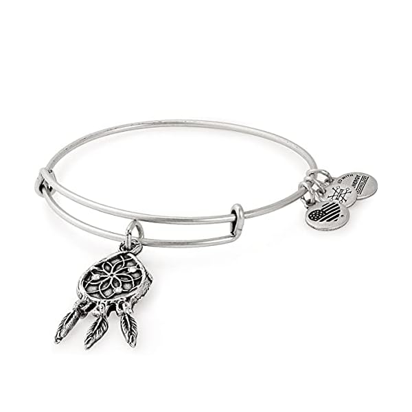 Alex and Ani Path of Symbols Expandable Bangle for Women, Dreamcatcher Charm, Rafaelian Silver Finish, 2 to 3.5 in