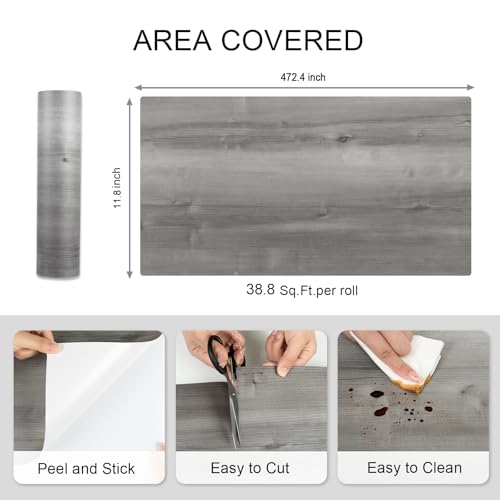 Revêtement sol vinyle gris imperméable pour rénover un sol abîmé sans travaux complexes - 3