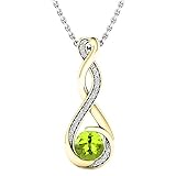 Color puede varía de foto. 14 K oro amarillo 6 mm redondo Gemstone y Diamond Ladies infinito colgante (cadena de plata incluidas)