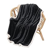 Catalonia Black Sherpa Fleece Throw Blanket, Super Soft Mink Plush Couch Blanket, TV Bed Fuzzy Blanket, Fluffy Comfy Warm Heavy Throws, Comfort Caring Gift, 50x60 inch