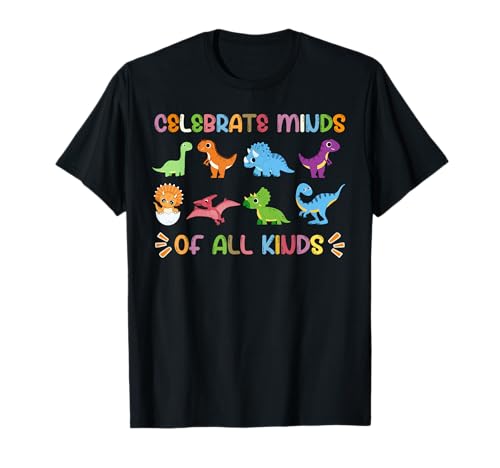 Celebrate Minds of all kinds Kids Autism awareness dinosaurs T-Shirt