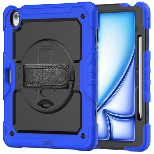 Coque iPad Air 13 2024 antichoc avec béquille 360° et dragonne ergonomique pour le transport