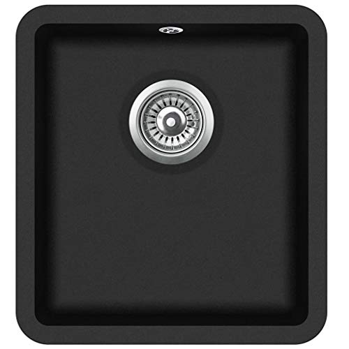 vidaXL Fregadero Cocina 1 Seno Negro Granito Fregadero Lavabo Caño Lavaplatos