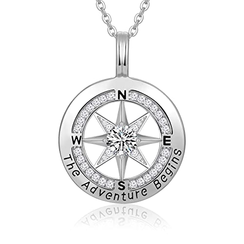 2023 Graduation Gifts For Her, Graduation Necklaces For Women Compass Necklace For Graduated Graduation Necklace College High School Graduation Gifts For Friends Daughter Congratulations Birthday Gifts (Silver-Adventure Begins) #TOP4