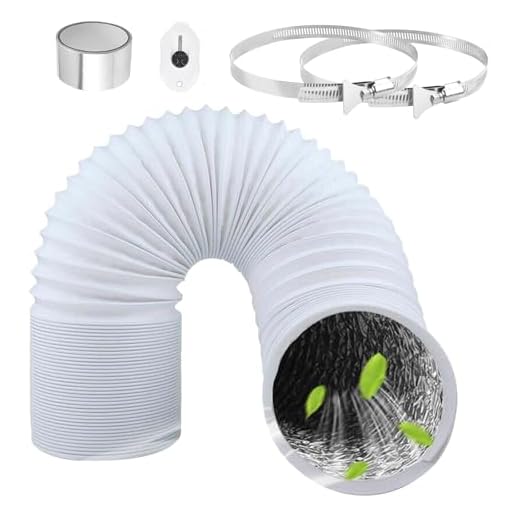 ComPDCVD Tubo Flexible de Salida 150mm 3 m Blanco Manguera de Ventilación de Aluminio con 2 Abrazaderas Acero Flexible di Aluminio PVC Tubo para Extractor de Aire Climatización Secadora